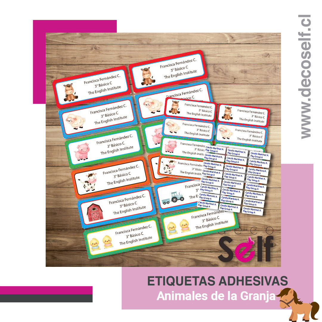 Etiquetas Adhesivas Animales de la Granja