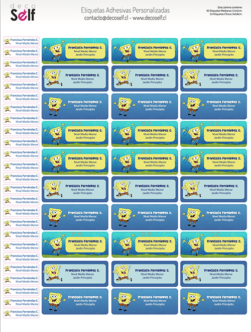 Etiquetas Adhesivas Bob Esponja