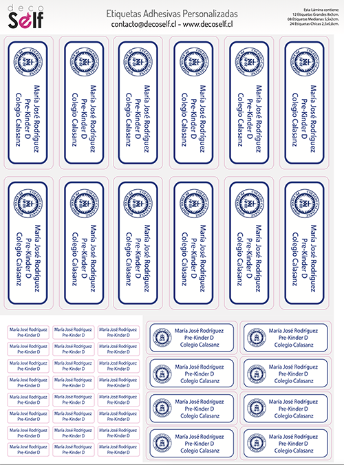 Etiquetas Adhesivas Colegio Calazans
