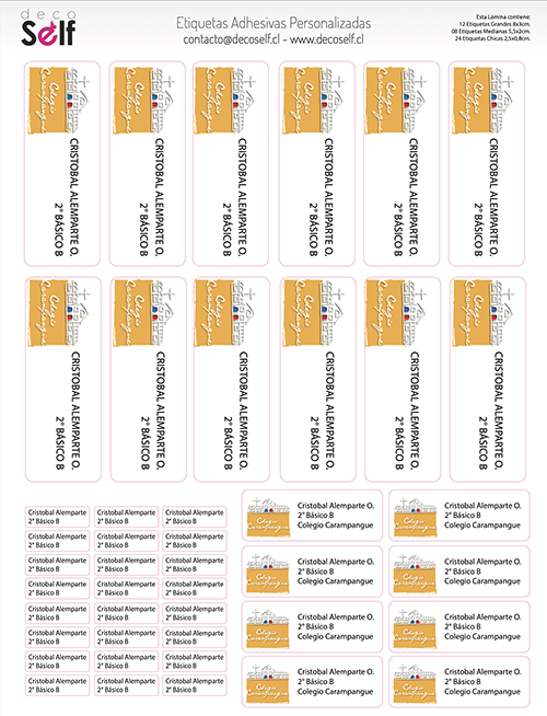Etiquetas Adhesivas Colegio Carampangue