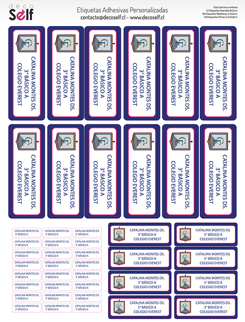 Etiquetas Adhesivas Colegio Everest