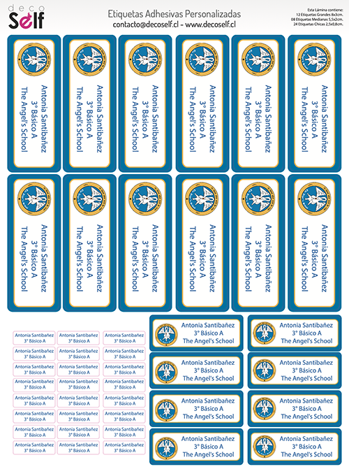 Etiquetas Adhesivas Colegio The Angels