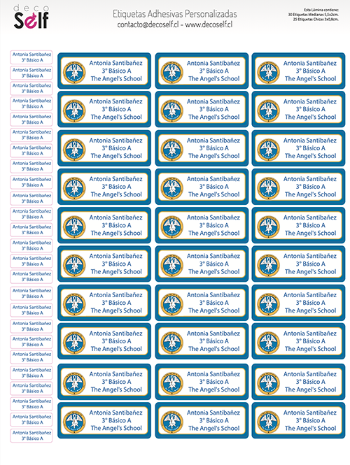 Etiquetas Adhesivas Colegio The Angels