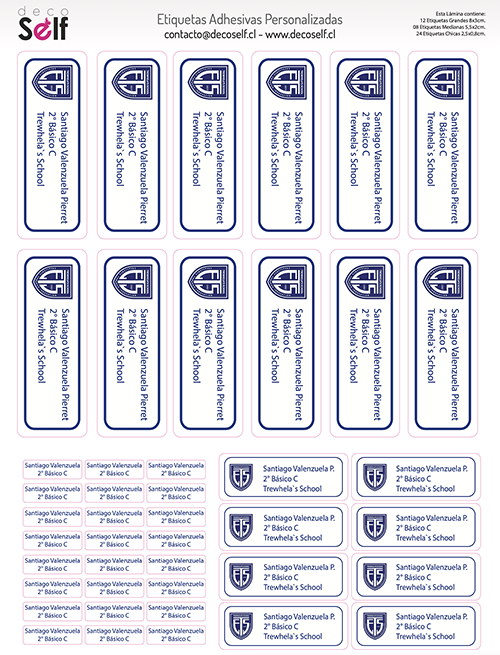 Etiquetas Adhesivas Colegio Trewhelas