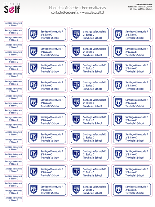 Etiquetas Adhesivas Colegio Trewhelas