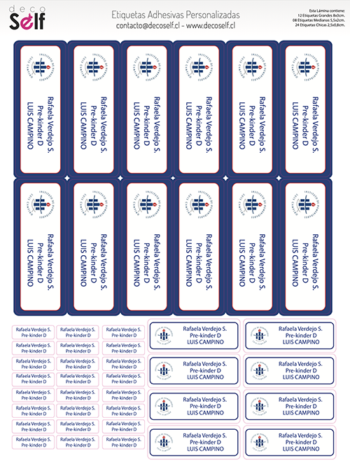 Etiquetas Adhesivas Colegio Luis Campino
