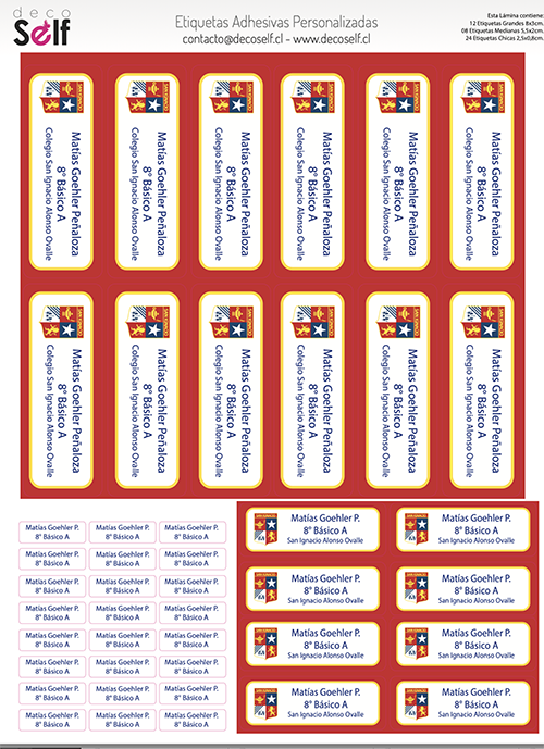 Etiquetas Adhesivas Colegio San Ignacio
