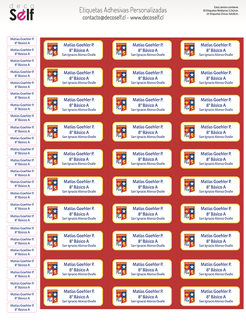 Etiquetas Adhesivas Colegio San Ignacio