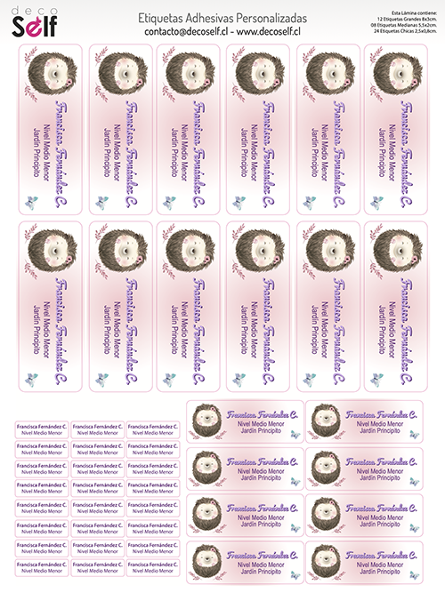 Etiquetas Adhesivas Erizo de Tierra