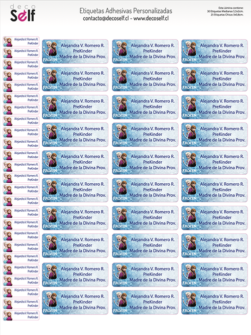 Etiquetas Adhesivas Frozen