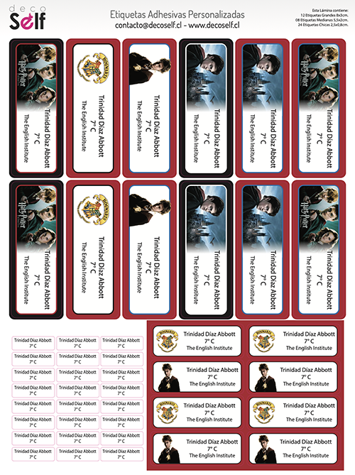 Etiquetas Adhesivas Harry Potter