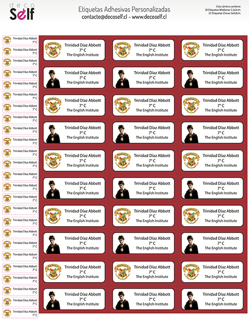 Etiquetas Adhesivas Harry Potter