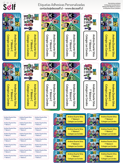 Etiquetas Adhesivas Jovenes Titanes