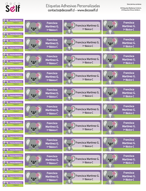 Etiquetas Adhesivas Koala