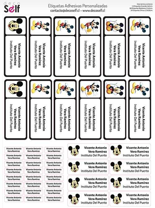 Etiquetas Adhesivas Mickey Mouse