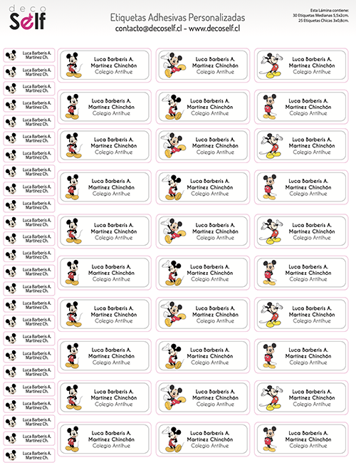 Etiquetas Adhesivas Mickey Mouse