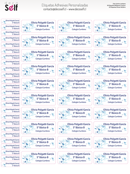 Etiquetas Adhesivas Pajaritos Azules