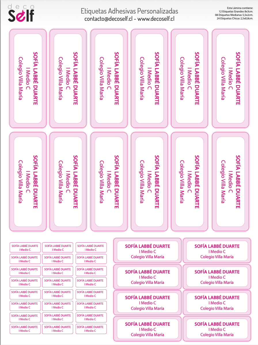 Etiquetas Adhesivas Simple Rosado