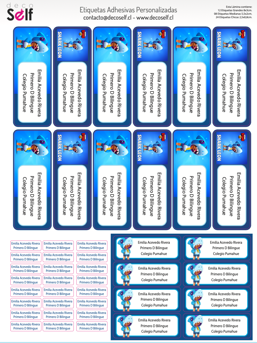 Etiquetas Adhesivas Shark Leon