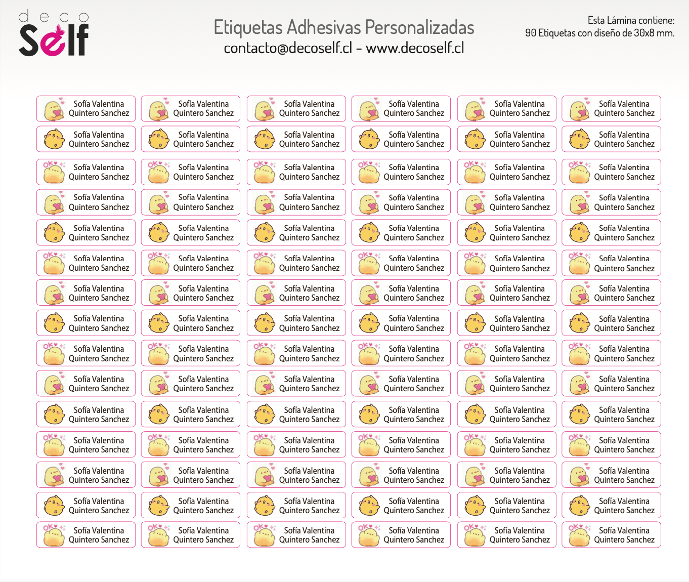 Etiquetas Adhesivas Pollito Cute