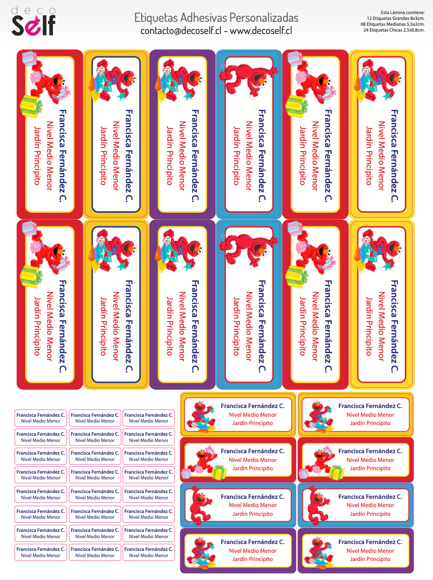 Etiquetas Adhesivas Elmo
