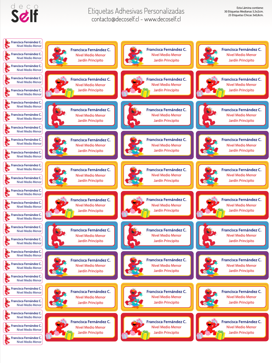 Etiquetas Adhesivas Elmo