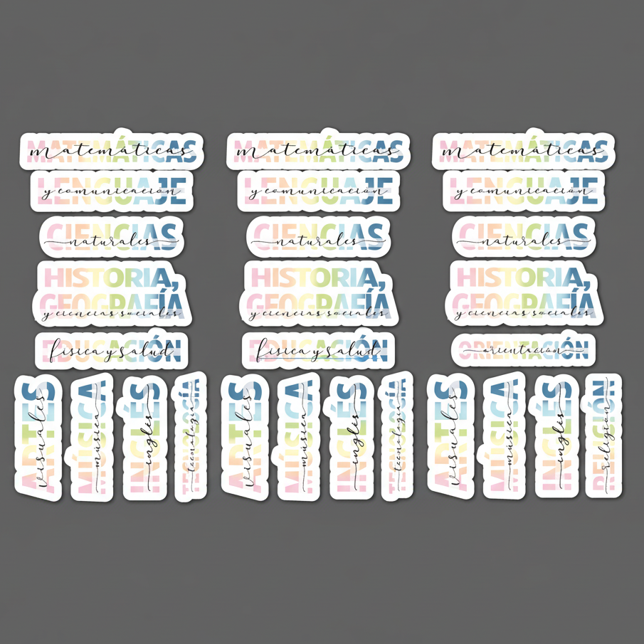 Sticker Asignaturas Pastel