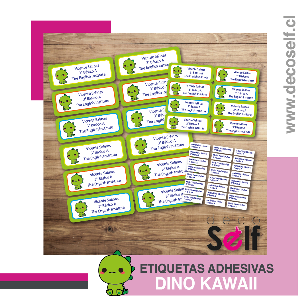 Etiquetas Adhesivas Dino Kawaii
