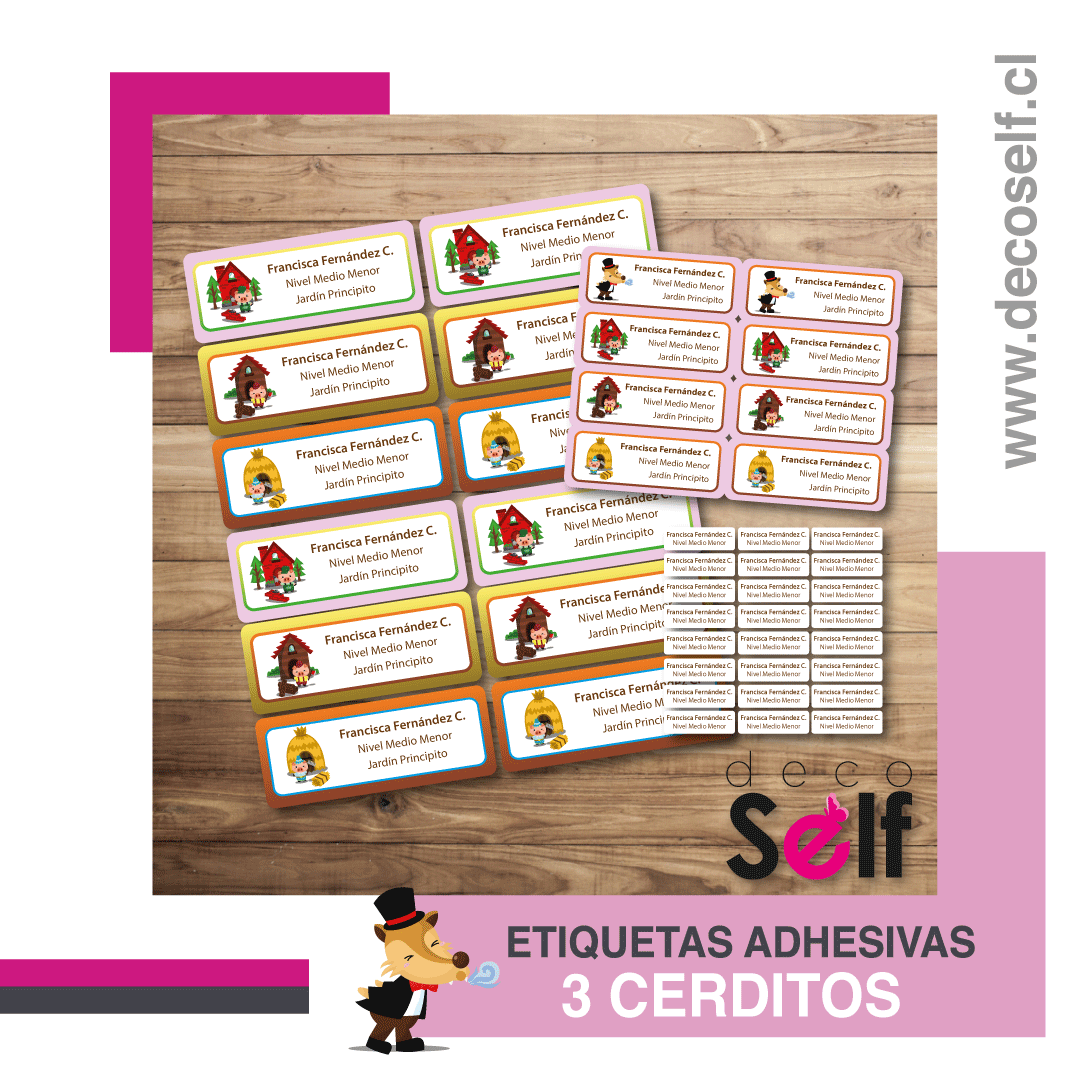 Etiquetas Adhesivas 3 Cerditos