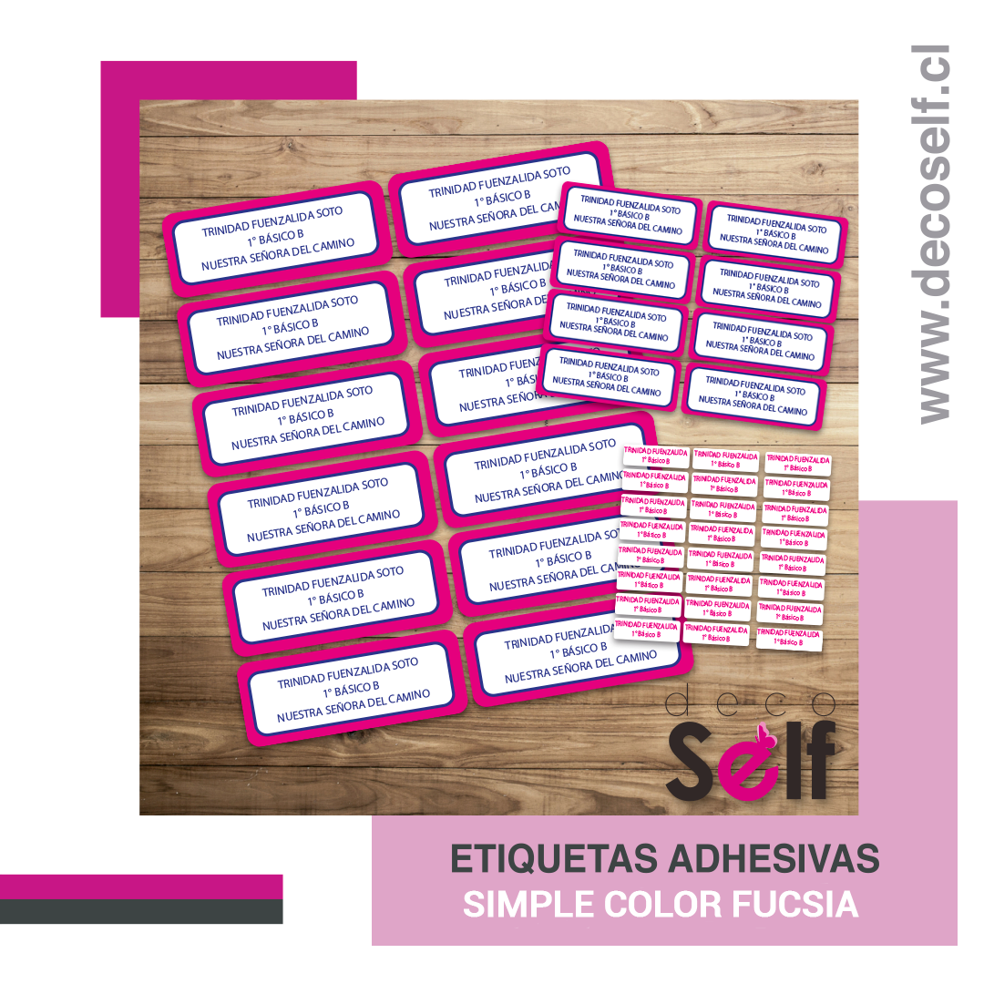 Etiquetas Adhesivas Simple Fucsia