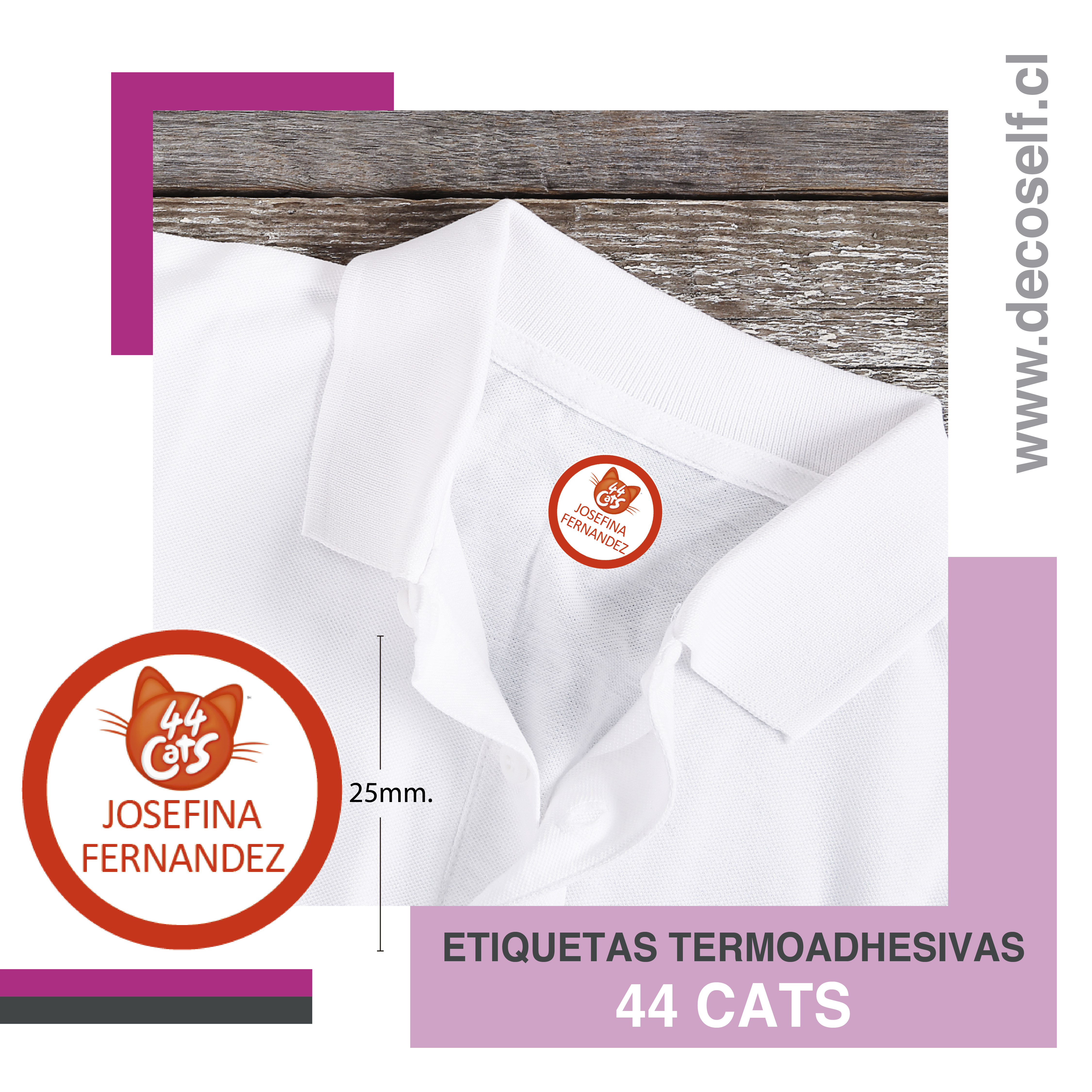 Etiquetas para Ropa Circular 44 Gatos