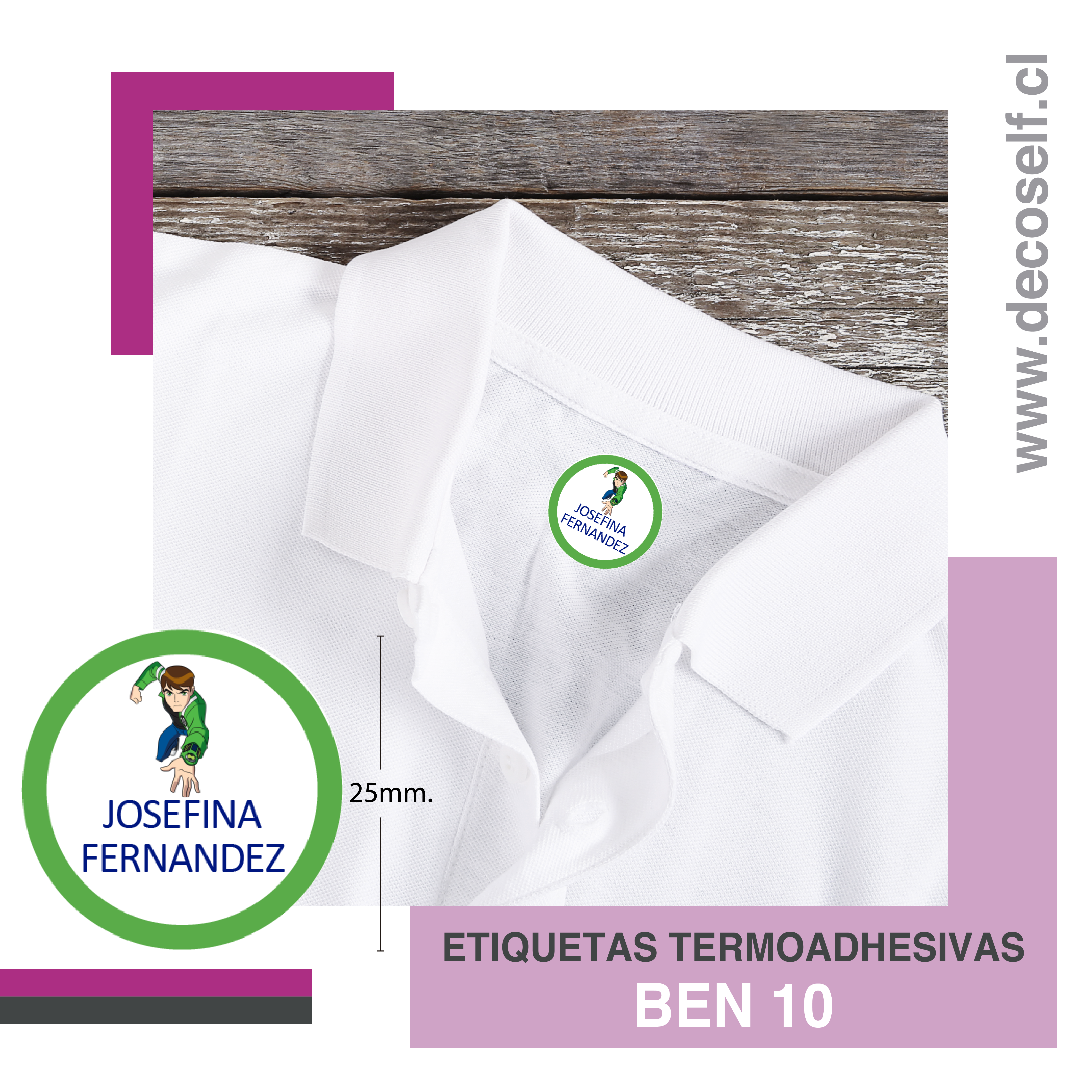 Etiquetas para Ropa Circular Ben 10