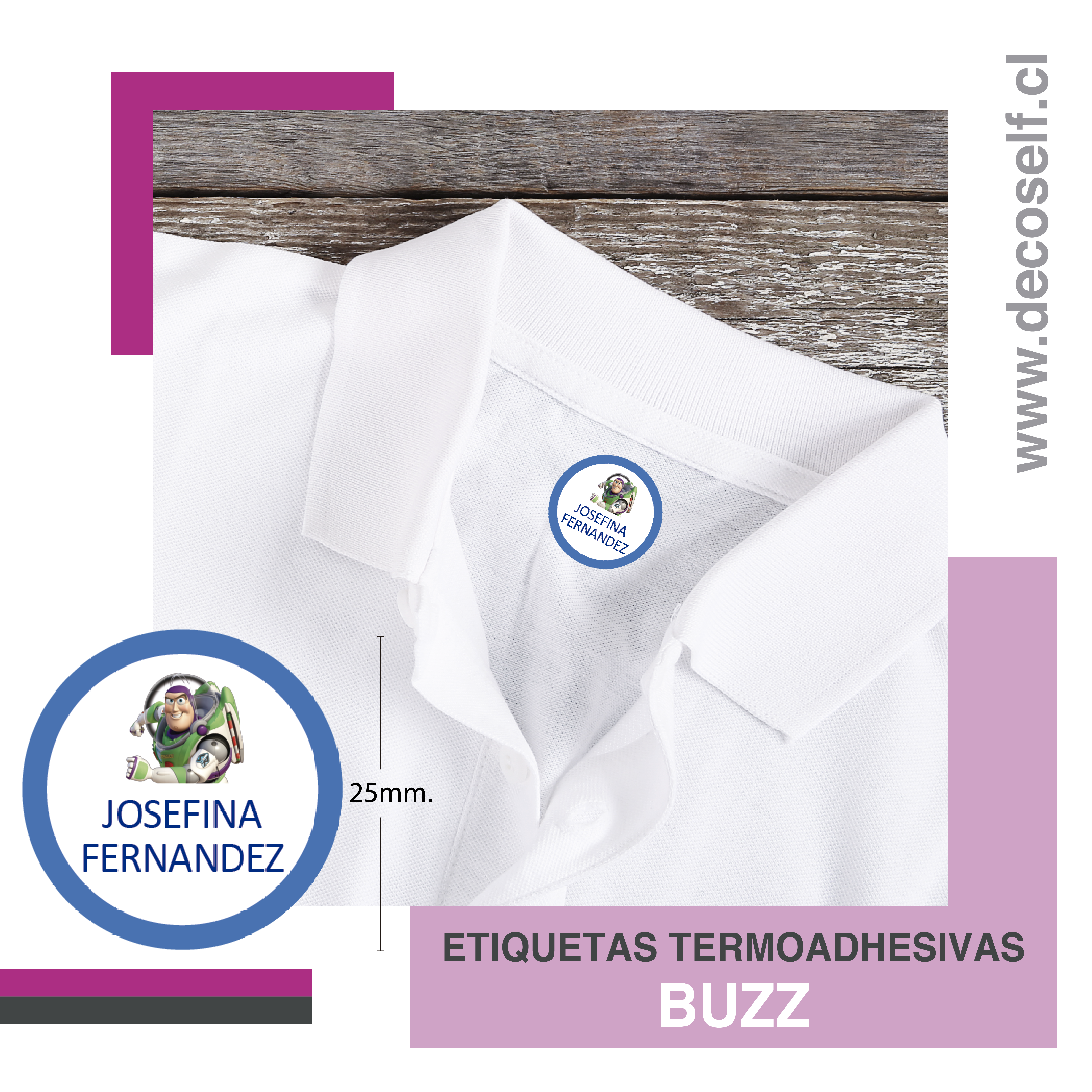 Etiquetas para Ropa Circular Buzz