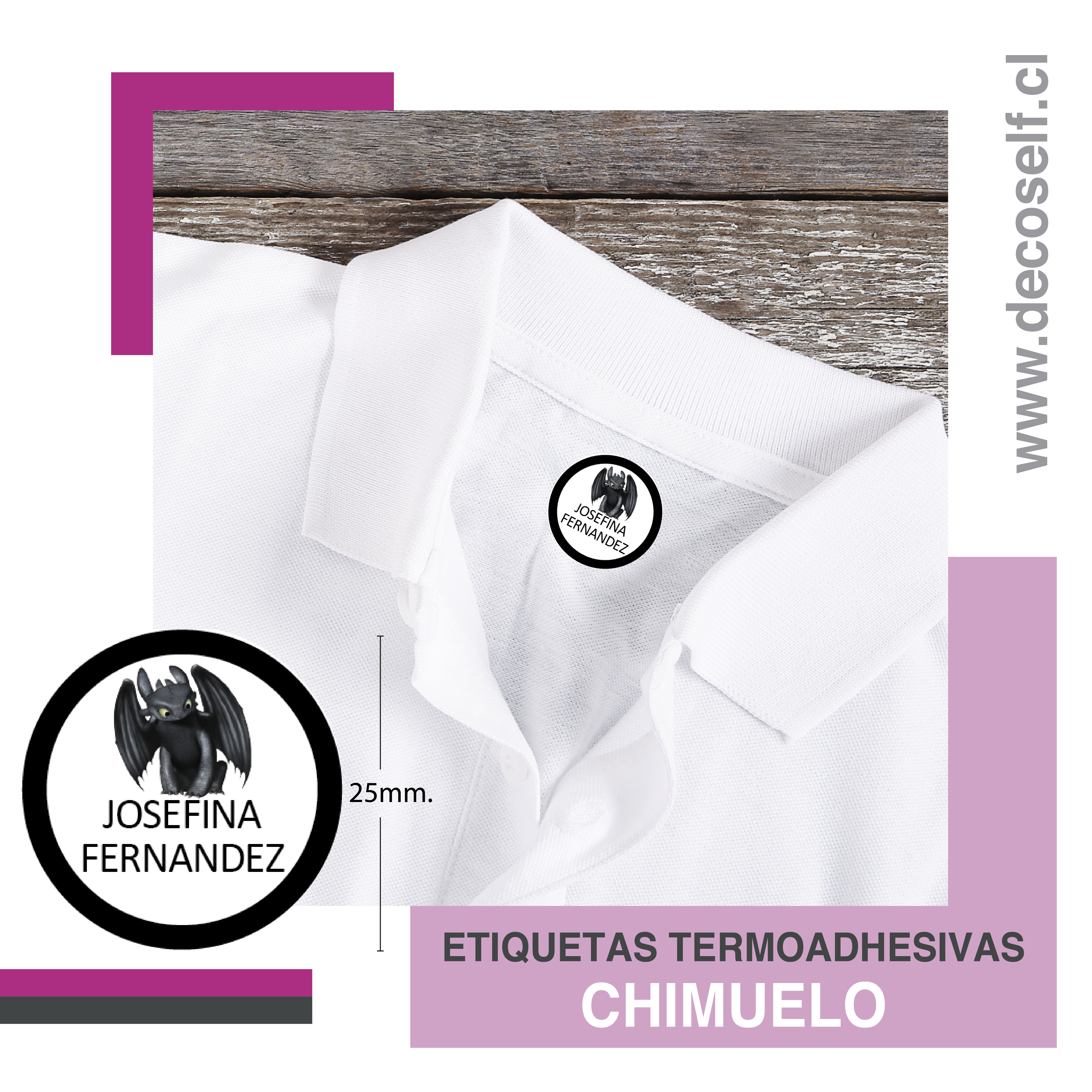 Etiquetas para Ropa Circular Chimuelo