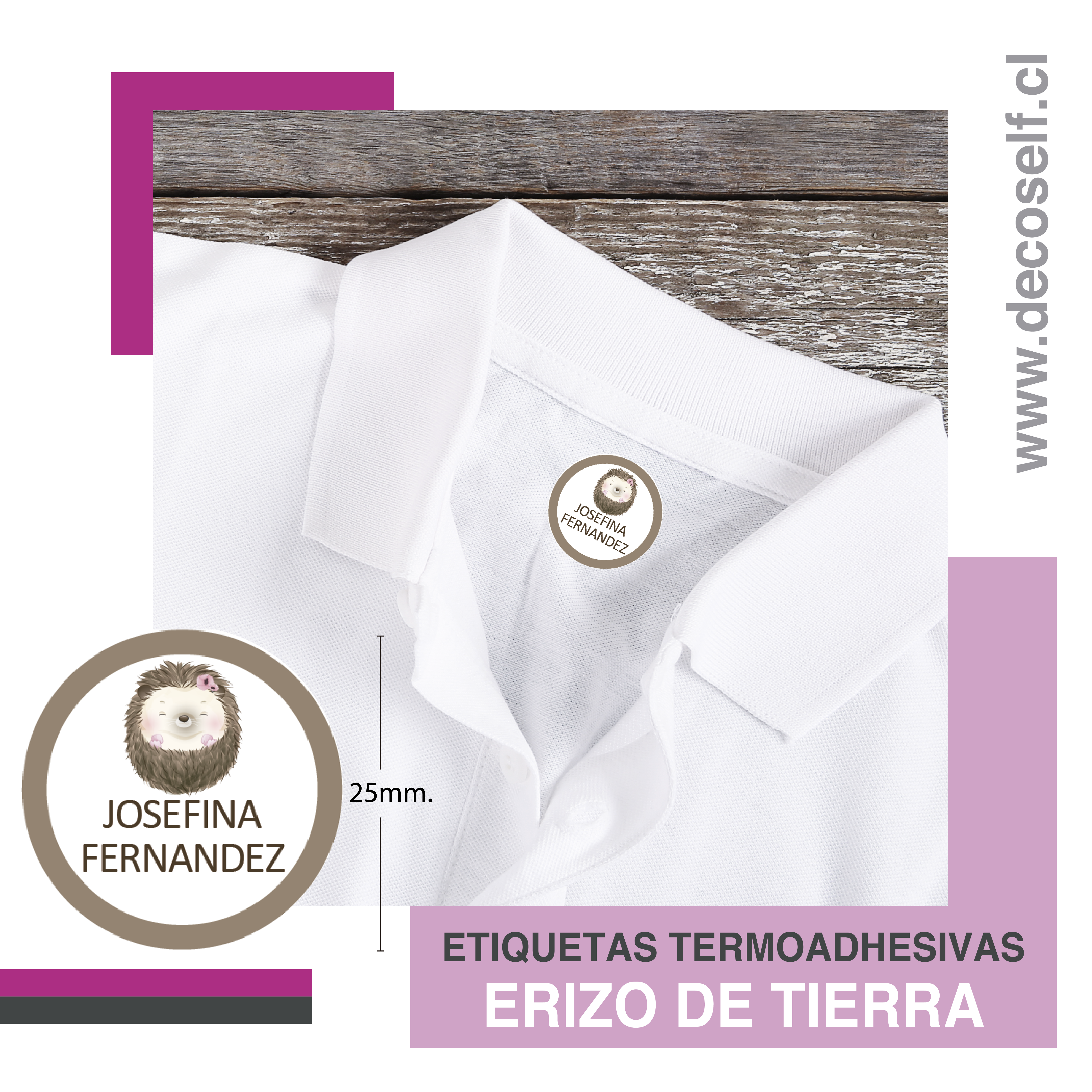Etiquetas para Ropa Circular Erizo de Tierra