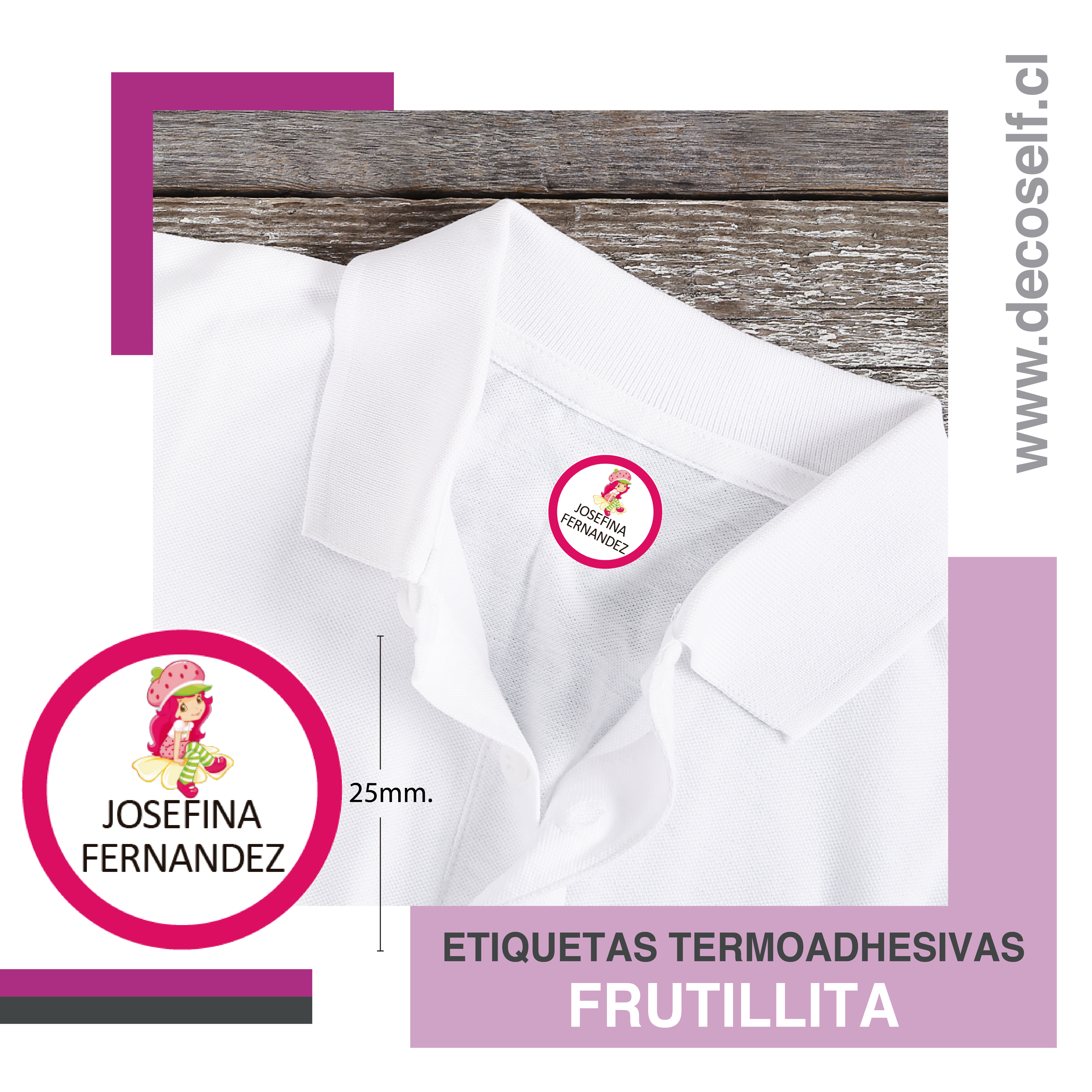 Etiquetas para Ropa Circular Frutillita