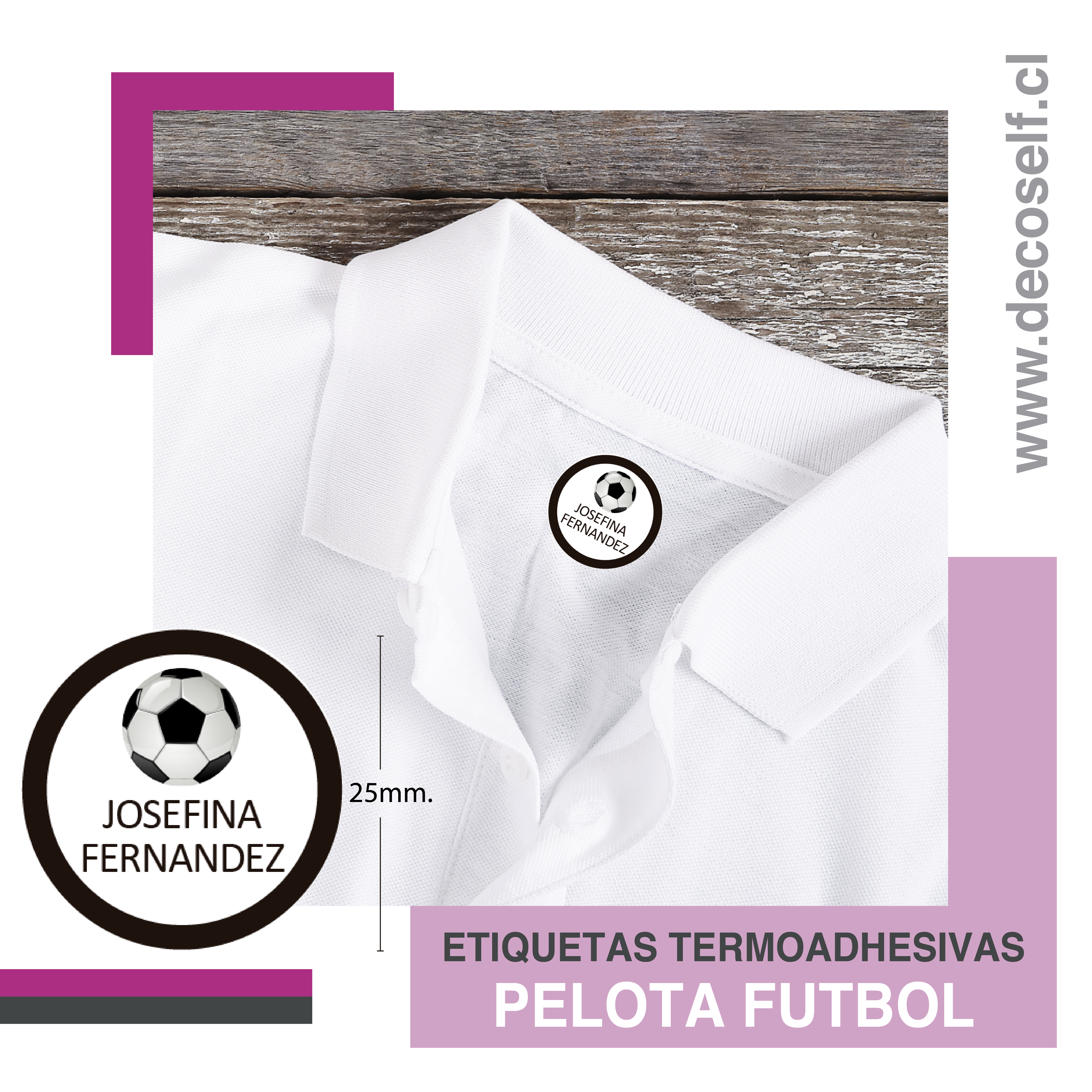 Etiquetas para Ropa Circular Pelota de Fútbol