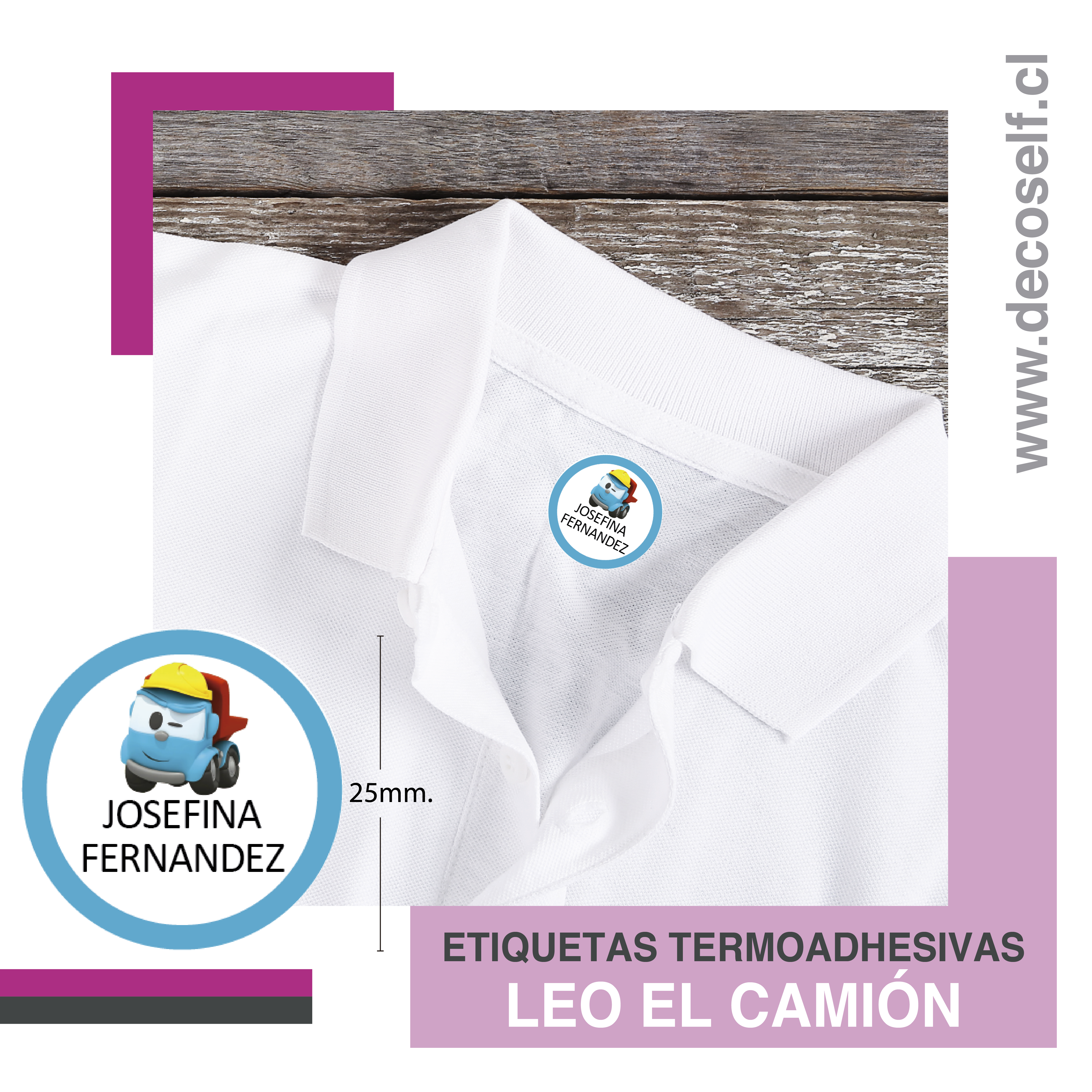 Etiquetas para Ropa Circular Leo el Camión
