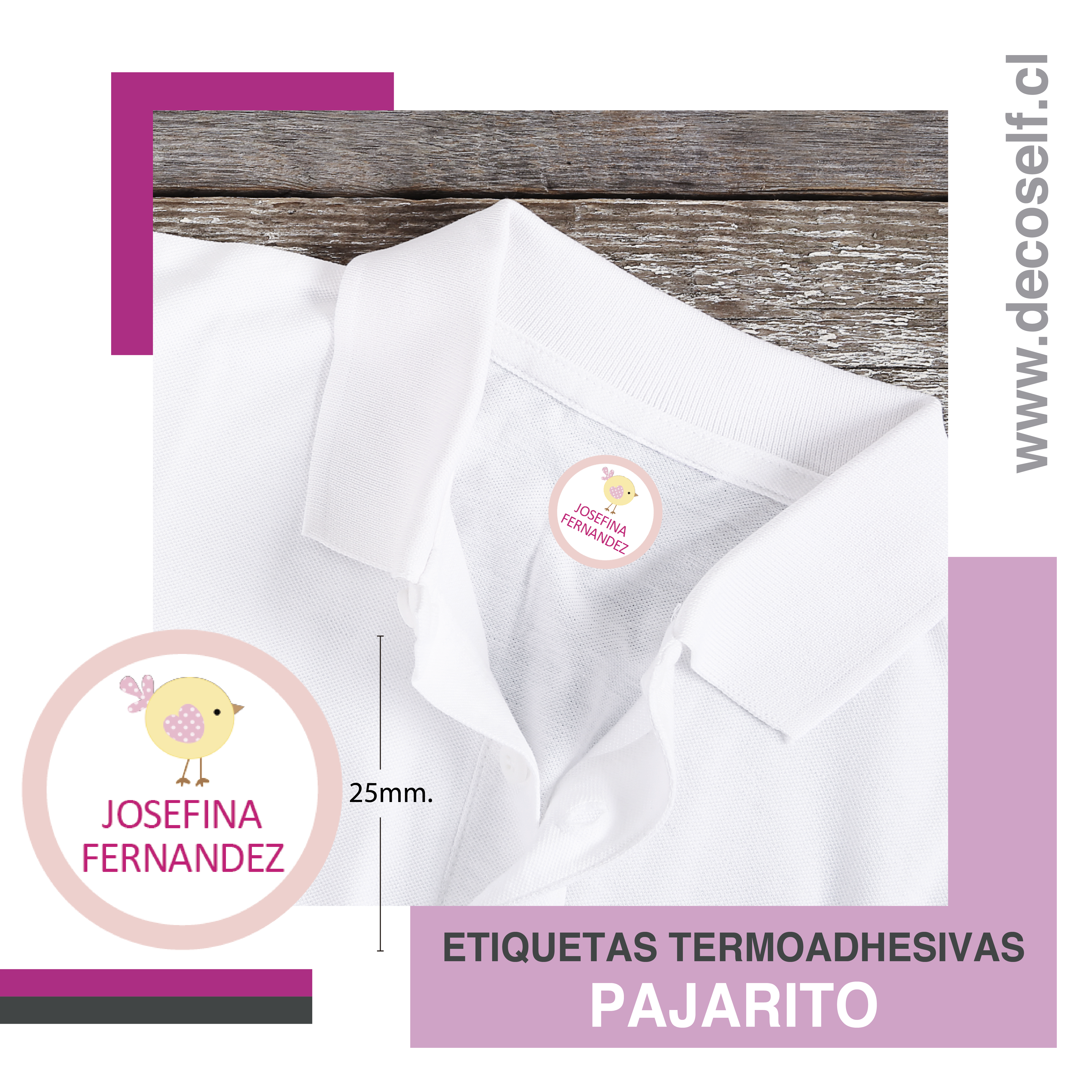 Etiquetas para Ropa Circular Pajarito