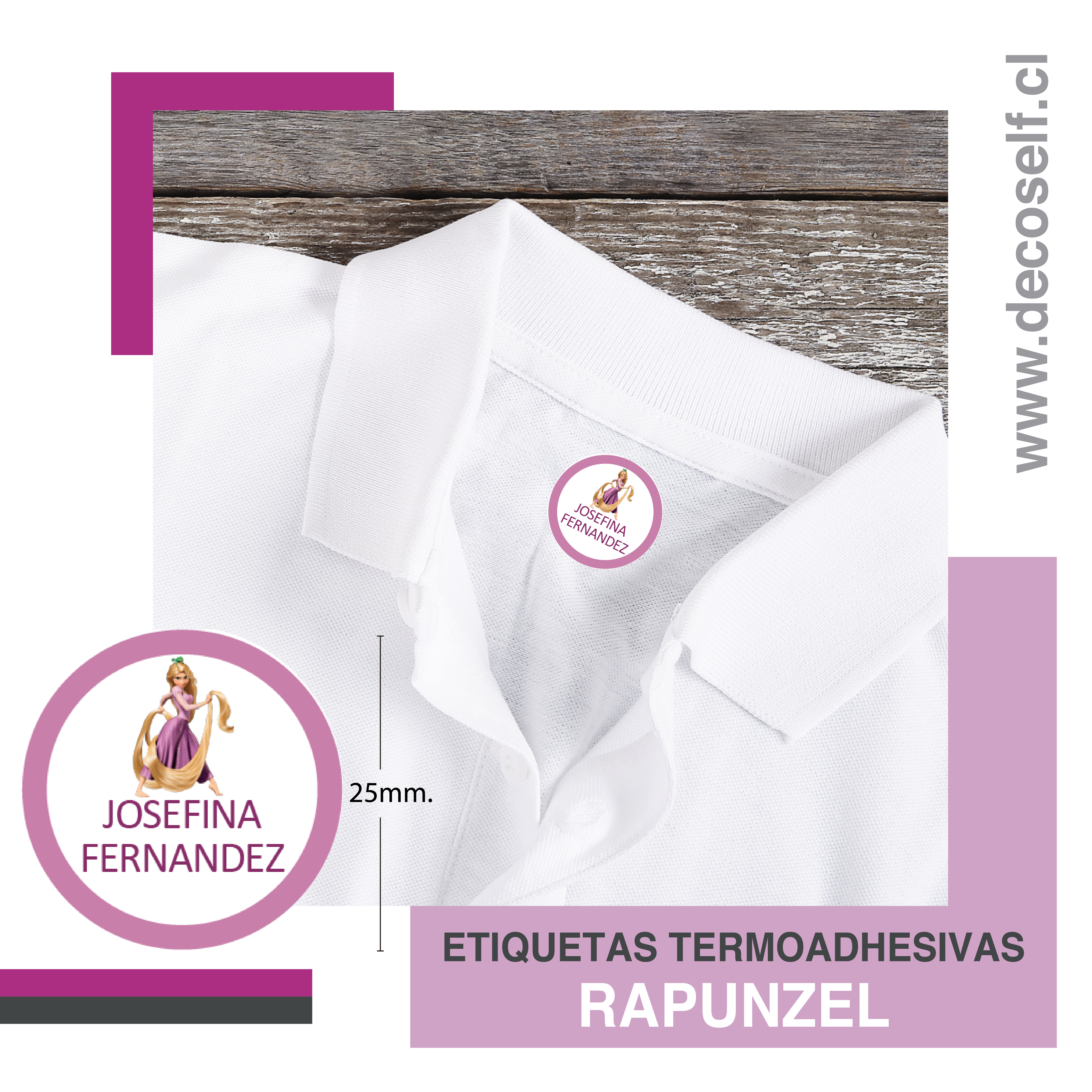 Etiquetas para Ropa Circular Rapunzel