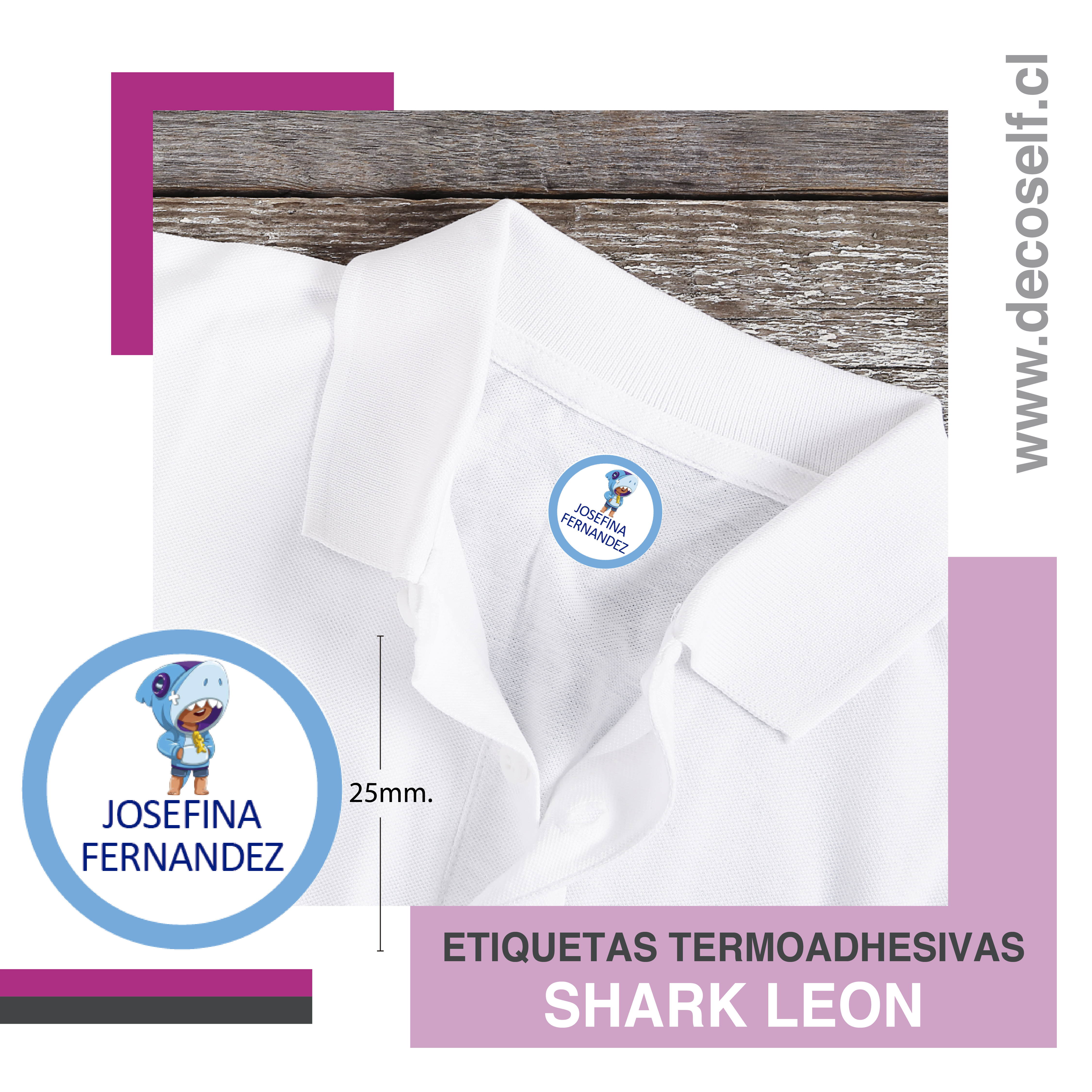 Etiquetas para Ropa Circular Shark Leon