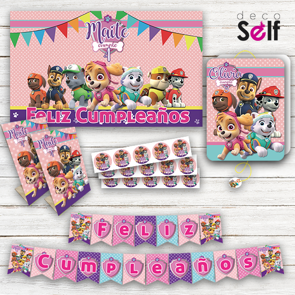 Pack Cumpleaños PAW PATROL ROSADO