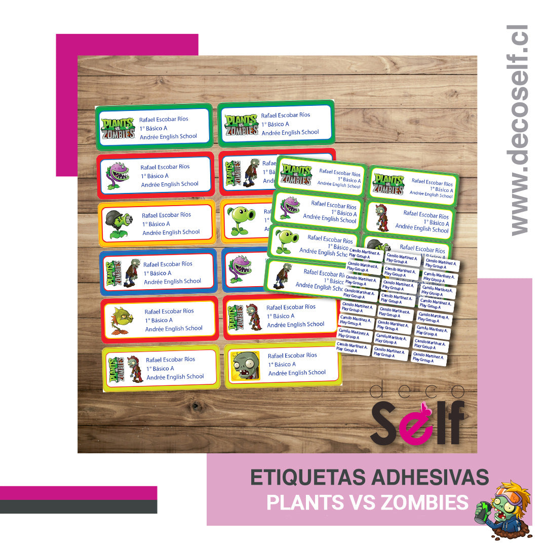 Etiquetas Adhesivas Plants vs Zombies