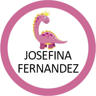 Etiquetas para Ropa Circular Dino Rosado