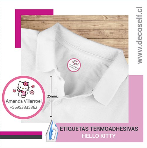 Etiquetas para Ropa Circular Hello Kitty