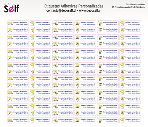 Etiquetas Adhesivas Bob Esponja