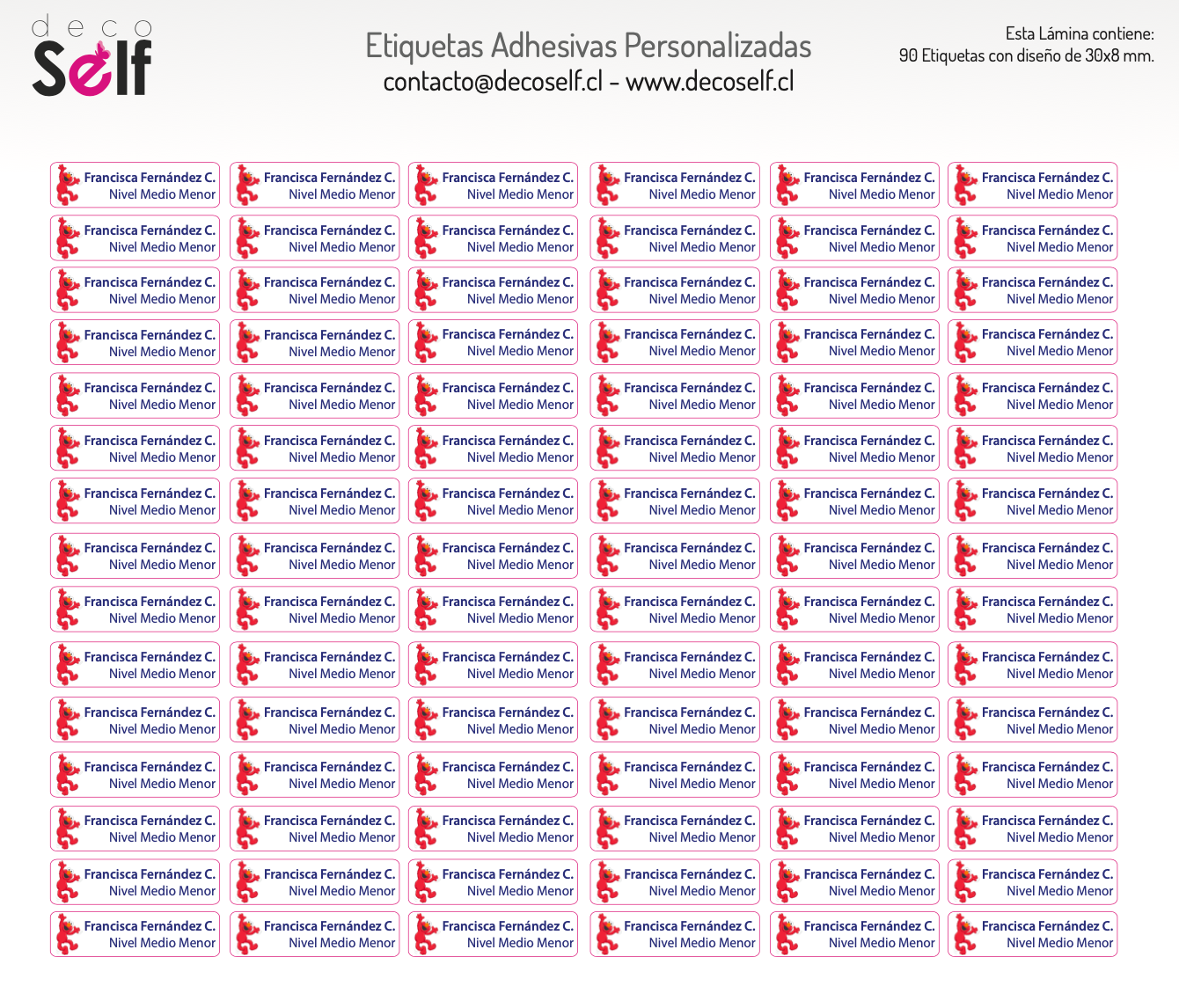 Etiquetas Adhesivas Elmo