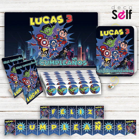 Pack Cumpleaños Mini Super Heroes