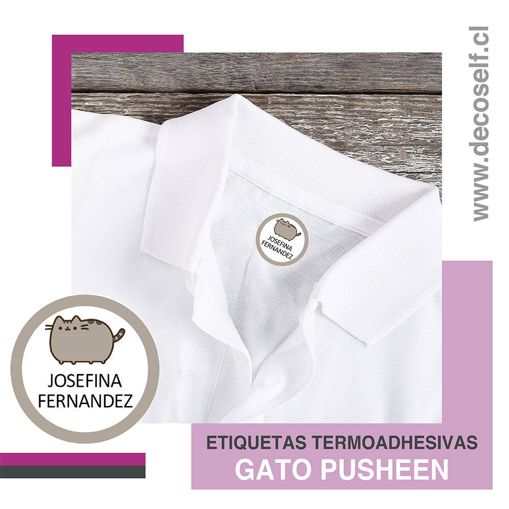 Etiquetas para Ropa Circular Pusheen