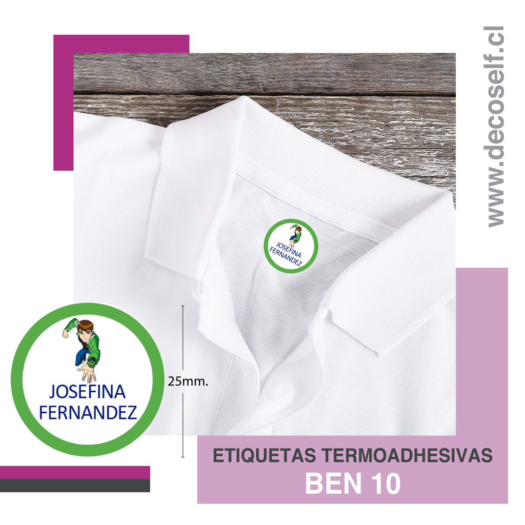 Etiquetas para Ropa Circular Ben 10